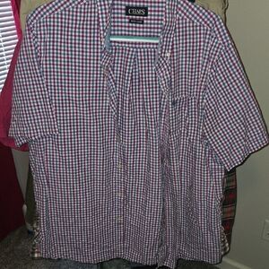 Chaps Men's Red and Blue Plaid Button Down Shirt